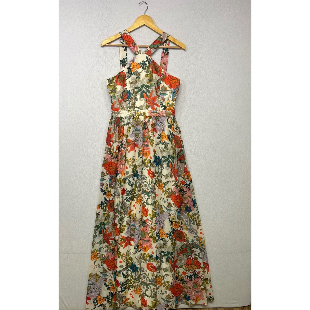 Boho Romantic Lulus Womens Size M Multicolor Floral Halter Maxi Dress
